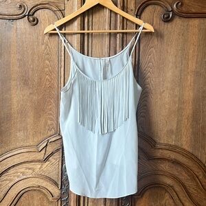 RORY BECA FRINGE SILK TANK TOP CAMISOLE GRAY SZ MEDIUM